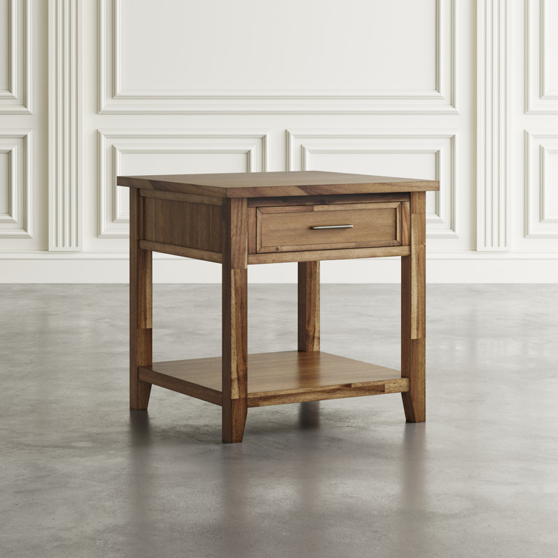 Lark Manor™ Carnrike Transitional Rustic Wood Square End Table with